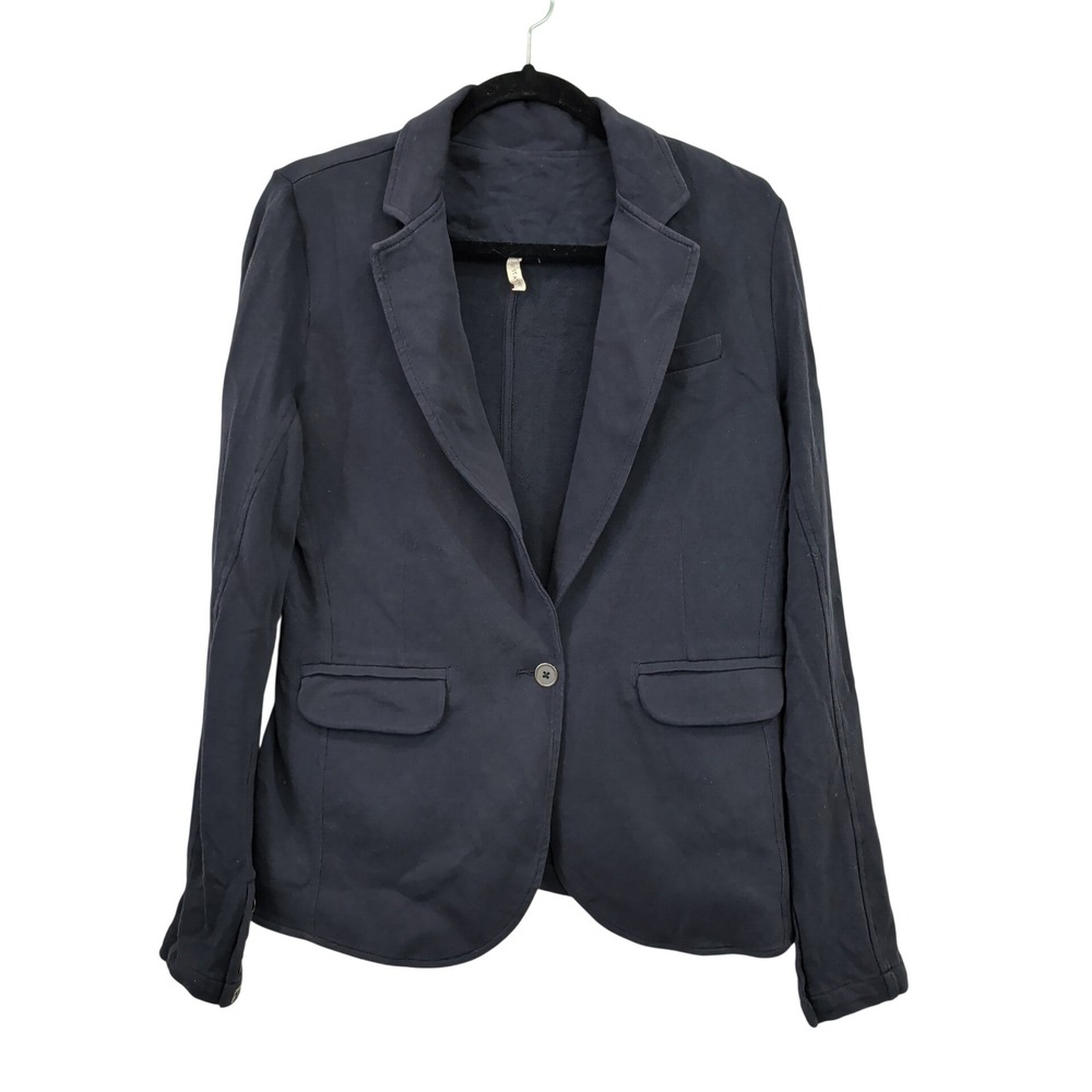 Grey State City Knit Blazer Midnight Navy Blue 100% Cotton Size Large Corporate